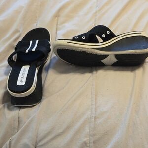 LOWER EAST SIDE Black and White Slide Sandals